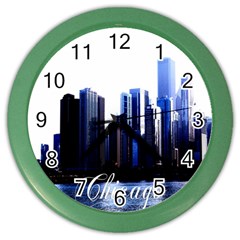 Abstract Of Downtown Chicago Effects Color Wall Clock by Sudhe