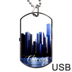 Abstract Of Downtown Chicago Effects Dog Tag Usb Flash (one Side) by Sudhe