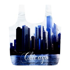 Abstract Of Downtown Chicago Effects Full Print Recycle Bag (l) by Sudhe