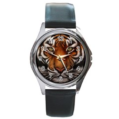 The Tiger Face Round Metal Watch by Sudhe