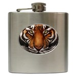 The Tiger Face Hip Flask (6 oz) Front