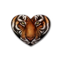 The Tiger Face Rubber Coaster (heart)  by Sudhe