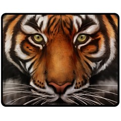 The Tiger Face Double Sided Fleece Blanket (medium)  by Sudhe