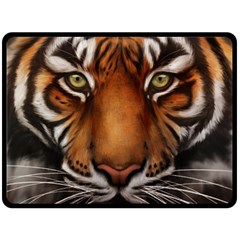 The Tiger Face Double Sided Fleece Blanket (large)  by Sudhe