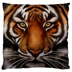 The Tiger Face Large Flano Cushion Case (one Side) by Sudhe