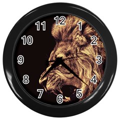 Angry Male Lion Gold Wall Clock (black) by Sudhe