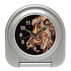 Angry Male Lion Gold Travel Alarm Clock by Sudhe