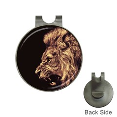 Angry Male Lion Gold Hat Clips With Golf Markers by Sudhe