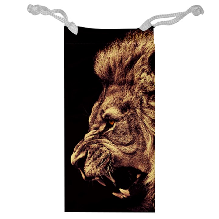 Angry Male Lion Gold Jewelry Bag