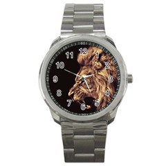 Angry Male Lion Gold Sport Metal Watch by Sudhe