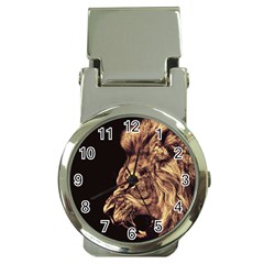 Angry Male Lion Gold Money Clip Watches by Sudhe