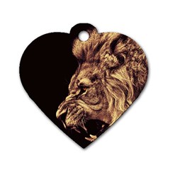 Angry Male Lion Gold Dog Tag Heart (one Side) by Sudhe