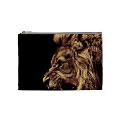 Angry Male Lion Gold Cosmetic Bag (medium) by Sudhe