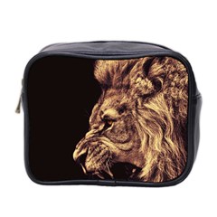 Angry Male Lion Gold Mini Toiletries Bag (two Sides) by Sudhe