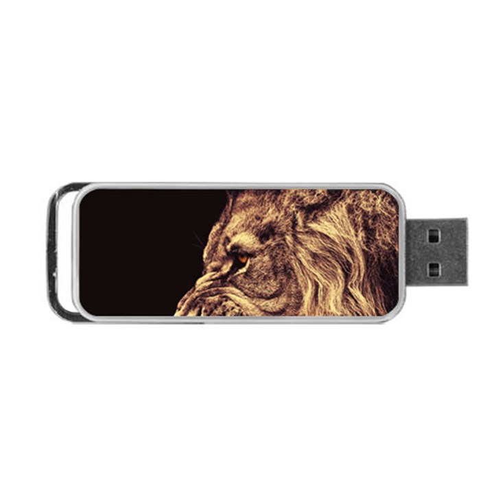 Angry Male Lion Gold Portable USB Flash (One Side)