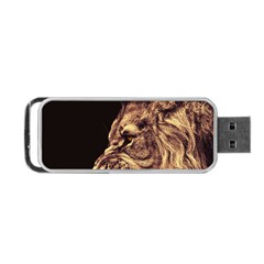 Angry Male Lion Gold Portable Usb Flash (two Sides) by Sudhe