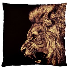 Angry Male Lion Gold Standard Flano Cushion Case (two Sides) by Sudhe