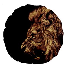 Angry Male Lion Gold Large 18  Premium Flano Round Cushions by Sudhe