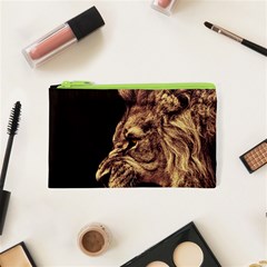 Angry Male Lion Gold Cosmetic Bag (xs) by Sudhe