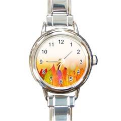 Autumn Leaves Colorful Fall Foliage Round Italian Charm Watch by Sudhe