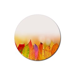 Autumn Leaves Colorful Fall Foliage Rubber Round Coaster (4 Pack)  by Sudhe