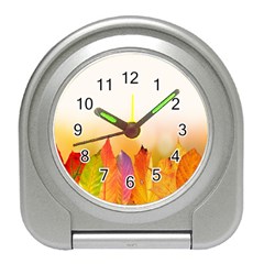 Autumn Leaves Colorful Fall Foliage Travel Alarm Clock by Sudhe