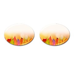 Autumn Leaves Colorful Fall Foliage Cufflinks (oval) by Sudhe