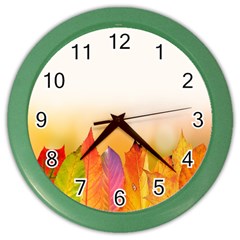 Autumn Leaves Colorful Fall Foliage Color Wall Clock by Sudhe