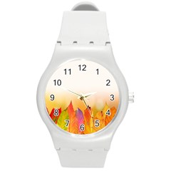 Autumn Leaves Colorful Fall Foliage Round Plastic Sport Watch (m) by Sudhe