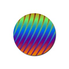 Abstract Fractal Multicolored Background Rubber Coaster (round)  by Sudhe