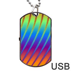 Abstract Fractal Multicolored Background Dog Tag Usb Flash (one Side) by Sudhe