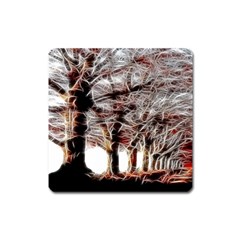 Autumn Fractal Forest Background Square Magnet by Sudhe