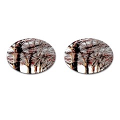 Autumn Fractal Forest Background Cufflinks (oval) by Sudhe