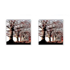 Autumn Fractal Forest Background Cufflinks (square) by Sudhe