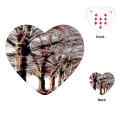 Autumn Fractal Forest Background Playing Cards (heart) by Sudhe