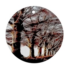 Autumn Fractal Forest Background Round Ornament (two Sides) by Sudhe