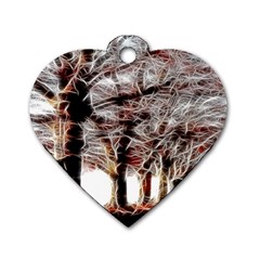 Autumn Fractal Forest Background Dog Tag Heart (two Sides) by Sudhe