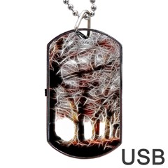 Autumn Fractal Forest Background Dog Tag Usb Flash (two Sides) by Sudhe