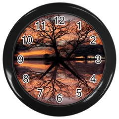 Aurora Sunset Sun Landscape Wall Clock (black) by Sudhe