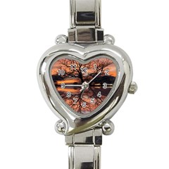 Aurora Sunset Sun Landscape Heart Italian Charm Watch by Sudhe