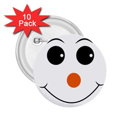 Happy Face With Orange Nose Vector File 2 25  Buttons (10 Pack)  by Sudhe