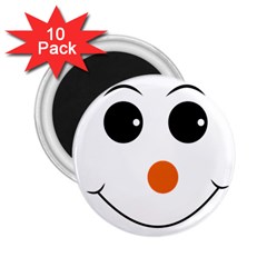 Happy Face With Orange Nose Vector File 2 25  Magnets (10 Pack)  by Sudhe