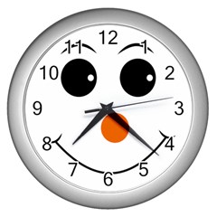 Happy Face With Orange Nose Vector File Wall Clock (silver) by Sudhe