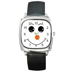 Happy Face With Orange Nose Vector File Square Metal Watch by Sudhe