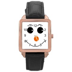 Happy Face With Orange Nose Vector File Rose Gold Leather Watch  by Sudhe