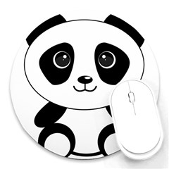 Bear Panda Bear Panda Animals Round Mousepads by Sudhe