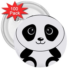 Bear Panda Bear Panda Animals 3  Buttons (100 Pack)  by Sudhe