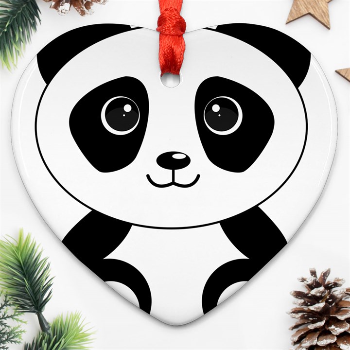 Bear Panda Bear Panda Animals Heart Ornament (Two Sides)