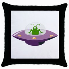 Ufo Throw Pillow Case (black) by Sudhe