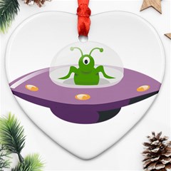 Ufo Heart Ornament (two Sides) by Sudhe